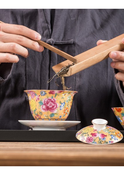 Seramik Emaye Kung Fu Çay Kupası ve Tabağı Set Çok Renkli Emaye Çay Kupası Seti 160ML Seramik Kupası Tüm Satış Sıcak Yeni | Teacup tabak Setleri (Yurt Dışından)