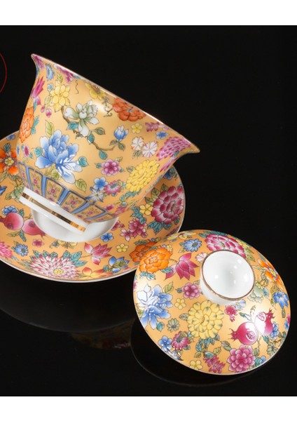 Seramik Emaye Kung Fu Çay Kupası ve Tabağı Set Çok Renkli Emaye Çay Kupası Seti 160ML Seramik Kupası Tüm Satış Sıcak Yeni | Teacup tabak Setleri (Yurt Dışından)