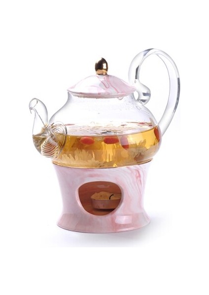 Nordic Mermer Seramik Çiçek Demlik Ingilizce Öğleden Sonra Çay Kahve Fincanı Daire Çay Seti Çiçek Çay Seti Isıtma Ev | Teaware Setleri (Yurt Dışından)