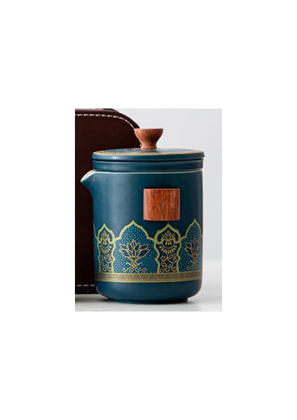Azure Retro Seyahat Çay Seti, Taşınabilir Hızlı Kapalı Bardak Hediye Kutusu, Seramik (Yurt Dışından)