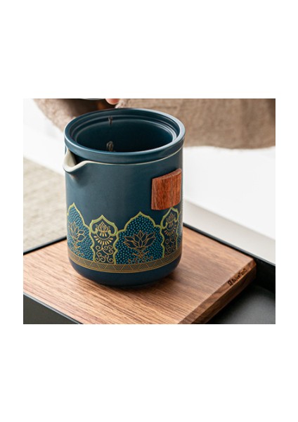 Azure Retro Seyahat Çay Seti, Taşınabilir Hızlı Kapalı Bardak Hediye Kutusu, Seramik (Yurt Dışından)