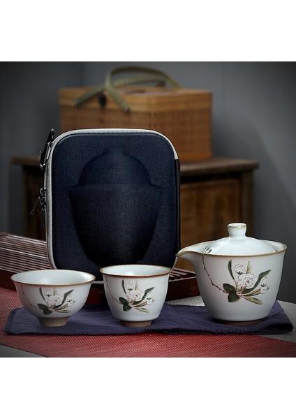 Seramik Çaydanlık Seyahat Çay Seti Taşınabilir Açık Teaware Gaiwan Çay Kase Bir Pot ve Iki Bardak Mutfak Bar Malzemeleri | Teaware Setleri (Yurt Dışından)