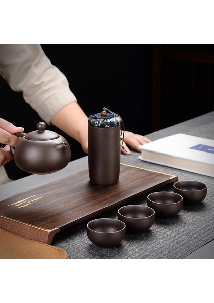 Yaratıcı Mor Kil Seramik Kupası Kung Fu Çay Seti Kupası Taşınabilir Seyahat Çaydanlık Seyahat Çay Seti Hediye Çay Seti | Teaware Setleri (Yurt Dışından) fiyatları