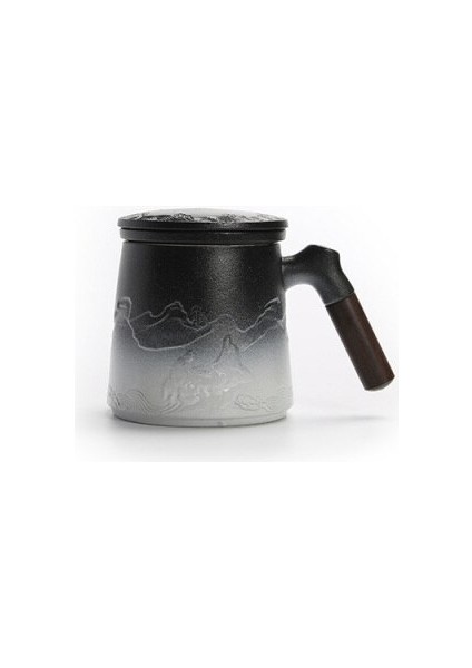 Yaratıcı Seramik Çay Demlik Kupalar Kupası Kapak Kapak Filtre Için Filtre Ahşap Saplı Kahve Suyu Tumbler Özelleştirilebilir Dekor Taza | Teacups (Yurt Dışından)