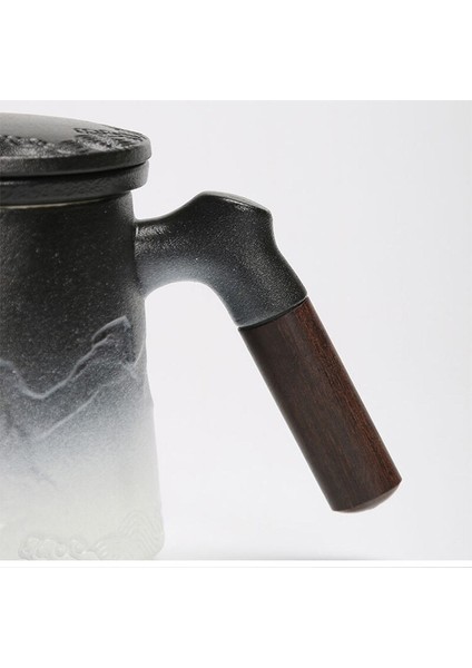 Yaratıcı Seramik Çay Demlik Kupalar Kupası Kapak Kapak Filtre Için Filtre Ahşap Saplı Kahve Suyu Tumbler Özelleştirilebilir Dekor Taza | Teacups (Yurt Dışından) modelleri
