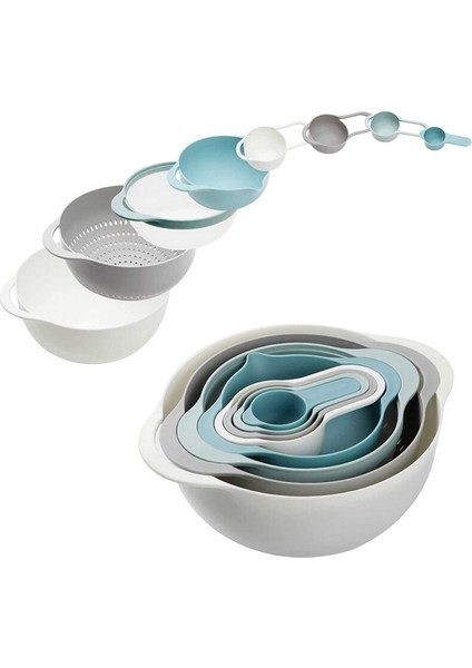 Plastik Renkli Karıştırma Kaseleri 8, Kolay Depolama Için Yuva, Ölçme Bardak, Kevgir, Elek, Büyük Kase Pişirme Pişirme | Kaseler (Yurt Dışından)