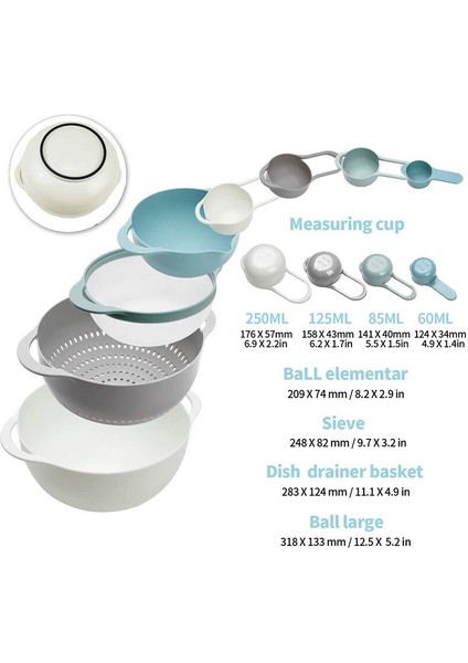 Plastik Renkli Karıştırma Kaseleri 8, Kolay Depolama Için Yuva, Ölçme Bardak, Kevgir, Elek, Büyük Kase Pişirme Pişirme | Kaseler (Yurt Dışından) fiyatları