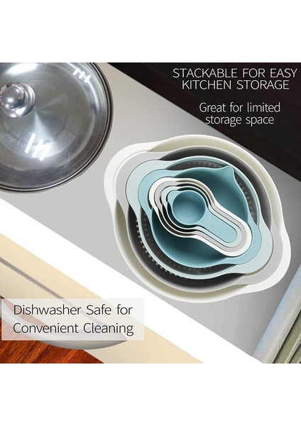 Plastik Renkli Karıştırma Kaseleri 8, Kolay Depolama Için Yuva, Ölçme Bardak, Kevgir, Elek, Büyük Kase Pişirme Pişirme | Kaseler (Yurt Dışından) fırsatları