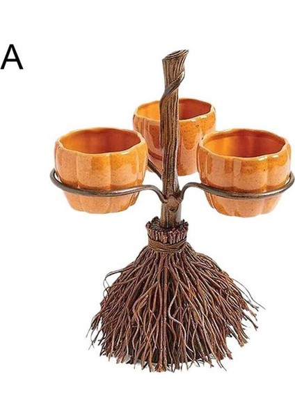 Cadılar Bayramı Cadı Süpürge ile Cadılar Bayramı Balkabağı Kaseler Depo Depolama Raf Masa Dekorasyon Snack Standı Meyve Salatası Kase Tatlı Plaka | Kaseler (Yurt Dışından)