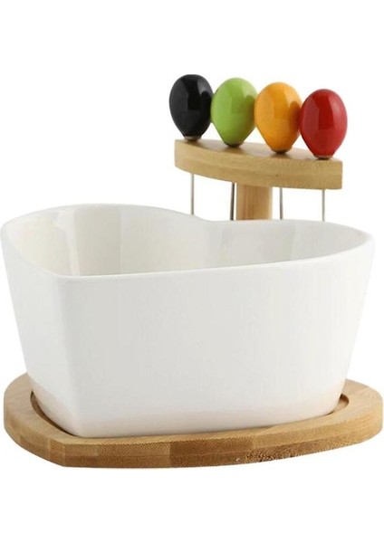 Seramik Kalp Şeklinde Meyve Salatası Kase Snack Tatlı Servis Kase Kahvaltı Tahıl Kase Çatallı Mutfak Aletleri Sofra Takımı | Kaseler (Yurt Dışından)