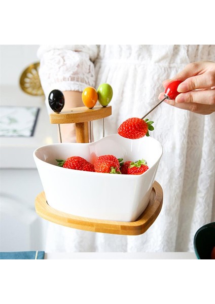 Seramik Kalp Şeklinde Meyve Salatası Kase Snack Tatlı Servis Kase Kahvaltı Tahıl Kase Çatallı Mutfak Aletleri Sofra Takımı | Kaseler (Yurt Dışından) fiyatları