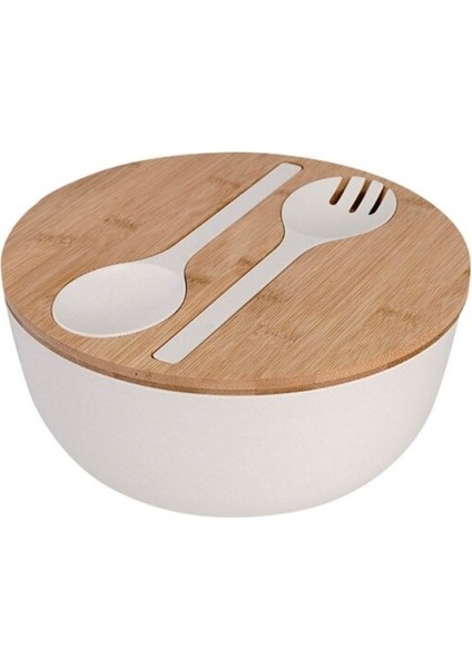 Yaratıcı Bambu Elyaf Salata Kase Kapak ile Kaşık Çatal Sunucuları Set Büyük Derin Çorba Gıda Karıştırma Konteyner Meyve Sebze Mutfak | Kaseler (Yurt Dışından)