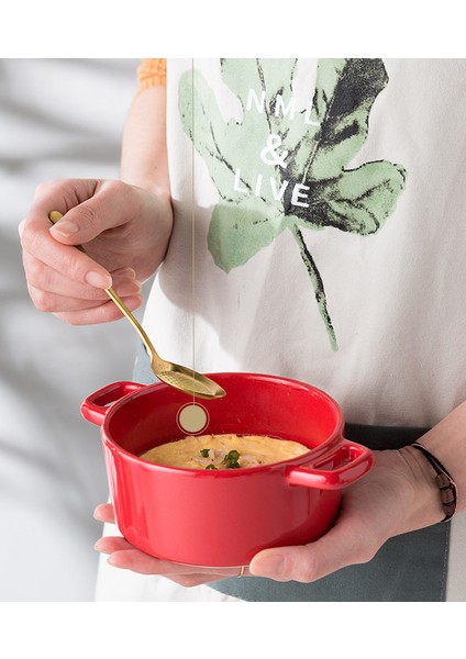 Mini Seramik Kaseler Bebek Maması Buğulanmış Kase Çift Kulakları Kapaklı Kabartma Kase Mikrodalga Fırın Tatlı Çorba Servis Kase | Kaseler (Yurt Dışından) modelleri