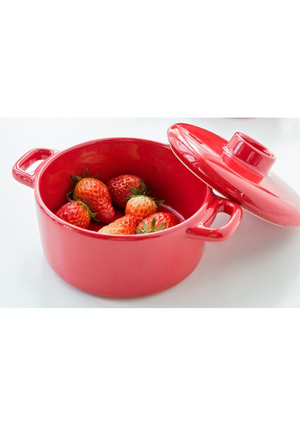 Mini Seramik Kaseler Bebek Maması Buğulanmış Kase Çift Kulakları Kapaklı Kabartma Kase Mikrodalga Fırın Tatlı Çorba Servis Kase | Kaseler (Yurt Dışından) fırsatları