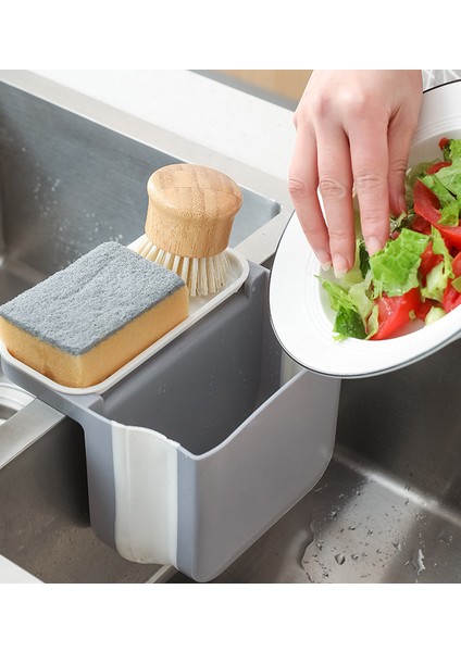 Çift Vantuz Asılı Lavabo Tahliye Sepeti Ev Mutfak Jy Için Katlanabilir Saklama Kutusu | Çanta ve sepet (Yurt Dışından)
