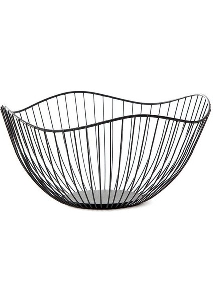 Büyük Iskandinav Metal Dalga Dimi Meyve Sepeti Kase Oturma Odası Masaüstü Siyah Beyaz Snack Şeker Depolama Sepeti Mutfak Organizatör | Çanta ve sepet (Yurt Dışından)