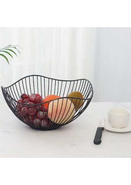 Büyük Iskandinav Metal Dalga Dimi Meyve Sepeti Kase Oturma Odası Masaüstü Siyah Beyaz Snack Şeker Depolama Sepeti Mutfak Organizatör | Çanta ve sepet (Yurt Dışından) modelleri