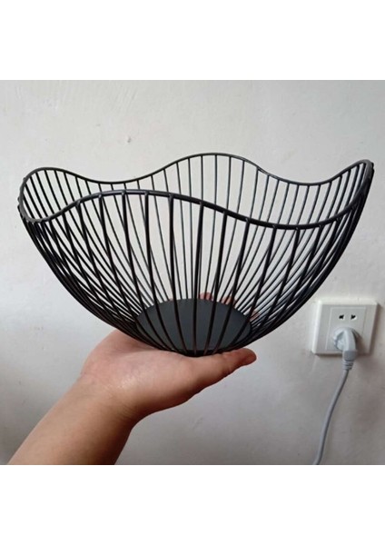 Büyük Iskandinav Metal Dalga Dimi Meyve Sepeti Kase Oturma Odası Masaüstü Siyah Beyaz Snack Şeker Depolama Sepeti Mutfak Organizatör | Çanta ve sepet (Yurt Dışından) fırsatları