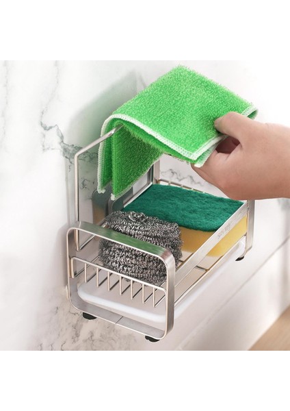 Mutfak Lavabo Depolama Raf 304 Paslanmaz Çelik Sünger Temiz Topu Scrubbers Fırça Için Dayanıklı Pratik Organizatör Tutucu Braketi | Depolama Tutucular ve raflar (Yurt Dışından)