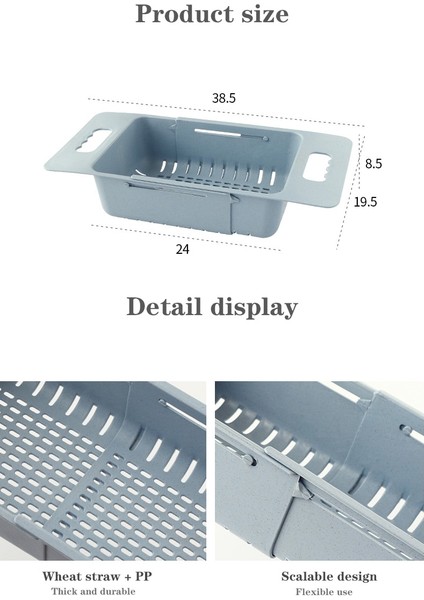 Ayarlanabilir Teleskopik Çanak Süzgeç Lavabo Drenaj Sepeti Yıkama Sebze Meyve Plastik Kurutma Raf Mutfak Aksesuarları Organizatör | Çanta ve sepet (Yurt Dışından) modelleri