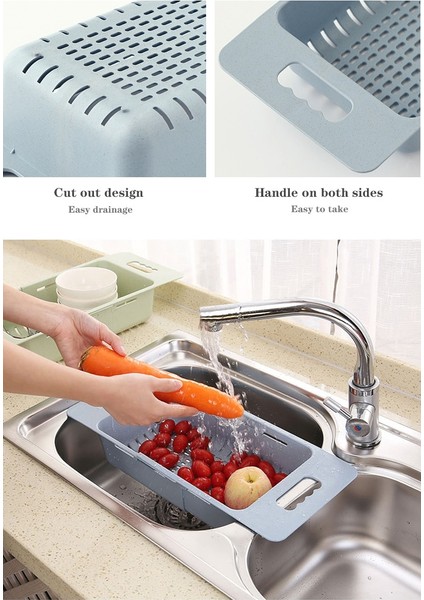 Ayarlanabilir Teleskopik Çanak Süzgeç Lavabo Drenaj Sepeti Yıkama Sebze Meyve Plastik Kurutma Raf Mutfak Aksesuarları Organizatör | Çanta ve sepet (Yurt Dışından) fırsatları