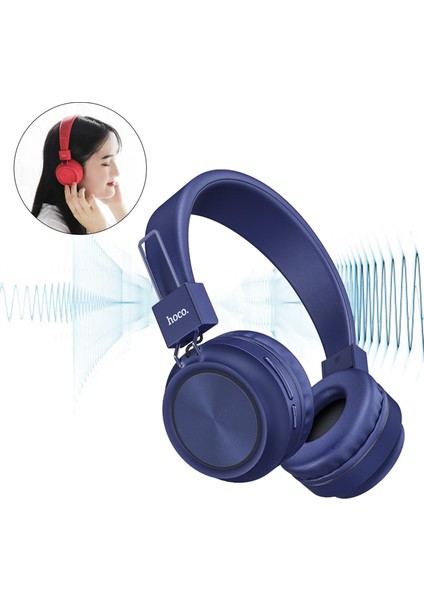 W25 Kablosuz Diş 5.0 Headphones Mic'de Mavi Kulak Kulaklıklar Üzerinde Katlanabilir (Yurt Dışından)