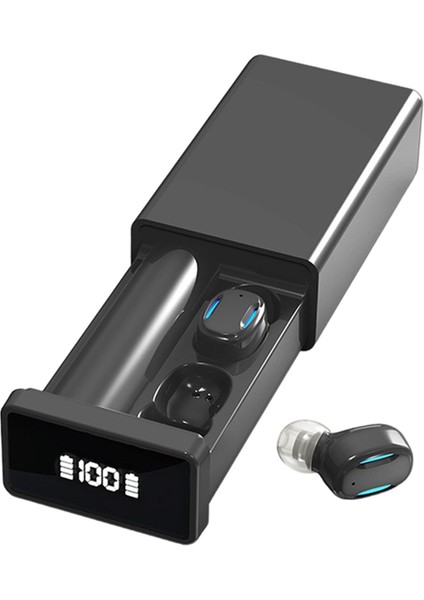 Kulak Kulaklıklar Kulakiçi Bluetooth Kablosuz 2200mah Şarj Kutusu Evrensel Siyah (Yurt Dışından)
