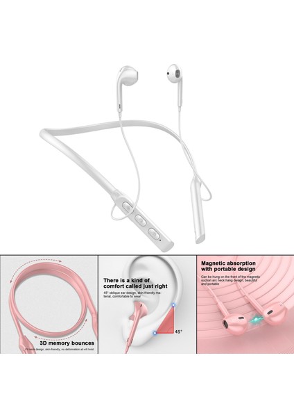 Asılı Boyun Kablosuz Bluetooth Kulaklık Boyun Bandı Kulaklık Spor Spor Salonu Beyaz (Yurt Dışından) fırsatları