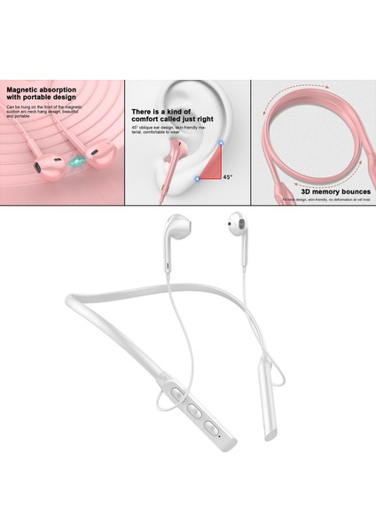 Asılı Boyun Kablosuz Bluetooth Kulaklık Boyun Bandı Kulaklık Spor Spor Salonu Beyaz (Yurt Dışından) indirimleri