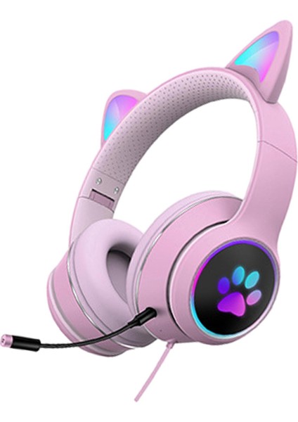 Kablolu Kulaklık Rgb Işık Oyun Kulaklıklar Pc Çocuklar Hediye Gürültü Azaltma Pembe (Yurt Dışından) fiyatları