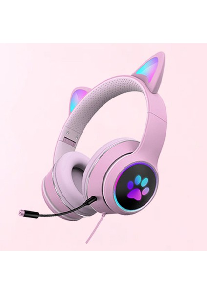 Kablolu Kulaklık Rgb Işık Oyun Kulaklıklar Pc Çocuklar Hediye Gürültü Azaltma Pembe (Yurt Dışından) modelleri