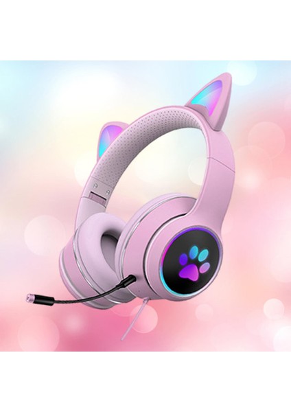 Kablolu Kulaklık Rgb Işık Oyun Kulaklıklar Pc Çocuklar Hediye Gürültü Azaltma Pembe (Yurt Dışından) indirimleri