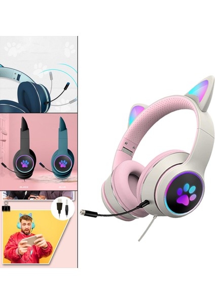 Kablolu Kulaklık Bas Stereo Rgb Işık Kulaklıklar Tablet Pc Gürültü Iptal Gri (Yurt Dışından) modelleri