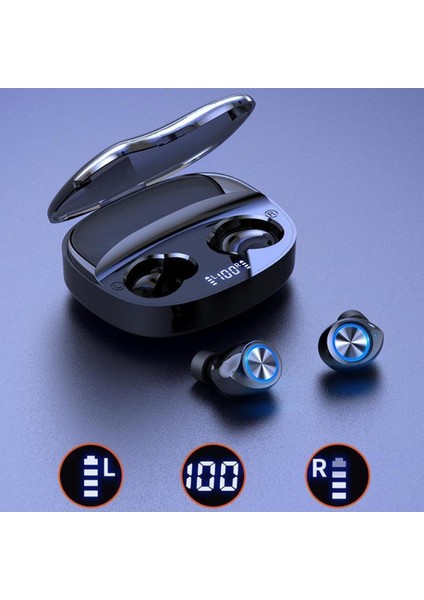 Mini Sweatprooth Bluetooth Kulaklık 2000mah Kutusu Kulaklıklar Müzik Kulaklıklar Mic Siyah (Yurt Dışından)