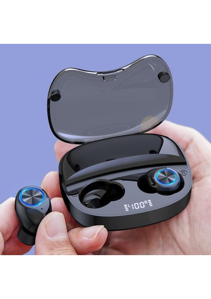 Mini Sweatprooth Bluetooth Kulaklık 2000mah Kutusu Kulaklıklar Müzik Kulaklıklar Mic Siyah (Yurt Dışından)