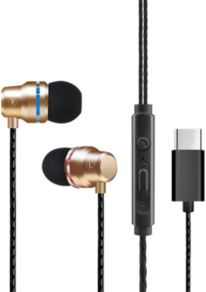 Usb C Kulaklıklar Kablolu Kulak Içi Hifi Earbuds Mic İle Büyük Uyumluluk Altın (Yurt Dışından) indirimleri