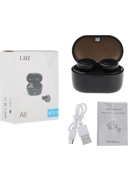 A6 Spor Ture Kablosuz Bluetooth 5.0 Tws Kulaklık Kulakiçi Lcd Güç Ekranı (Yurt Dışından)