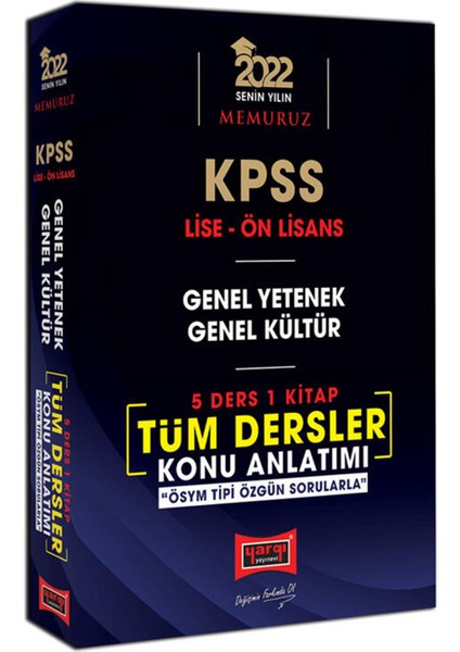 KPSS 2022 Lise Ön Lisans Genel Yetenek Genel Kültür 5 Ders 1 Kitap Tüm Dersler Konu Anlatımı