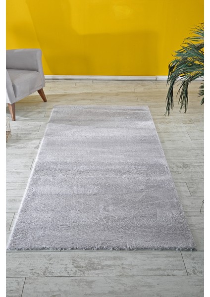 Peluş Yüzey Kaymaz Taban Yolluk Halı Gri