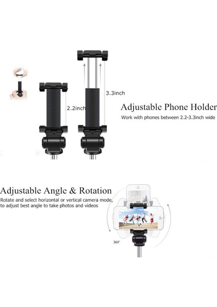Selfie Sopa Tripod, Bluetooth Siyah Ile Taşınabilir Uzatılabilir Selfie Sopa (Yurt Dışından) fiyatları