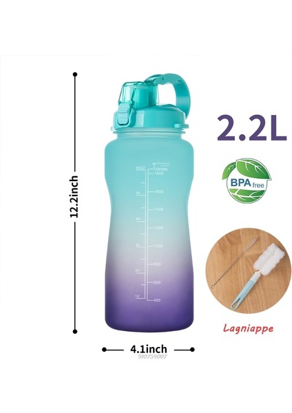 2.0 Litre Su Şişesi Bpa Ücretsiz Büyük Ilham Verici Spor Su Şişesi Sızdırmaz Buzlu (Yurt Dışından) fırsatları