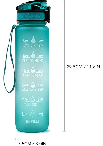 1l Motive Edici Su Şişesi Time Marker ile Sızdırmaz Şişe Fitness Spor Motive Edici Su Şişesi ile Zaman Işaretleyici | Spor Şişeleri (Yurt Dışından) fırsatları