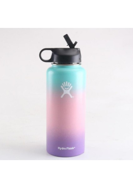 32 Oz Spor Su Şişesi Paslanmaz Çelik Yalıtımlı Su Şişesi (Mavi Pembe) (Yurt Dışından)
