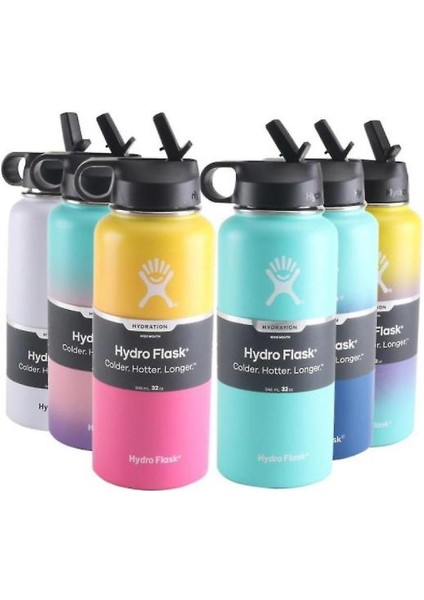 32 Oz Spor Su Şişesi Paslanmaz Çelik Yalıtımlı Su Şişesi (Mavi Pembe) (Yurt Dışından)