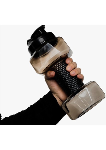 Homemiyn Taşınabilir Spor Su Kupası Spor Şişesi, 2200ML Büyük Kapasiteli Kupası, Dumbbell Şekli (2200ML) (Siyah) (Yurt Dışından)