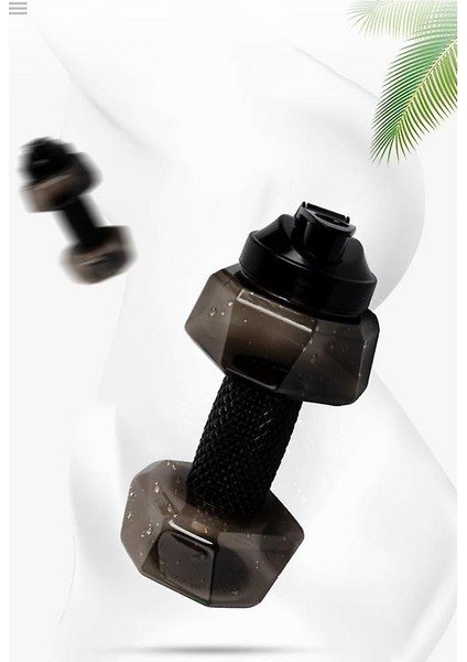 Homemiyn Taşınabilir Spor Su Kupası Spor Şişesi, 2200ML Büyük Kapasiteli Kupası, Dumbbell Şekli (2200ML) (Siyah) (Yurt Dışından)