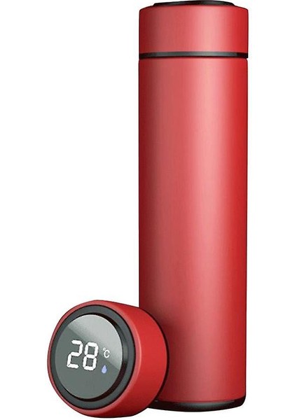 Homemiyn Akıllı Sıcaklık Ekran Yalıtım Kupası, 304 Paslanmaz Çelik Dokunmatik Ekran Sıcaklık Su Kupası (6.4X6.4X23CM) (Kırmızı) (Yurt Dışından)