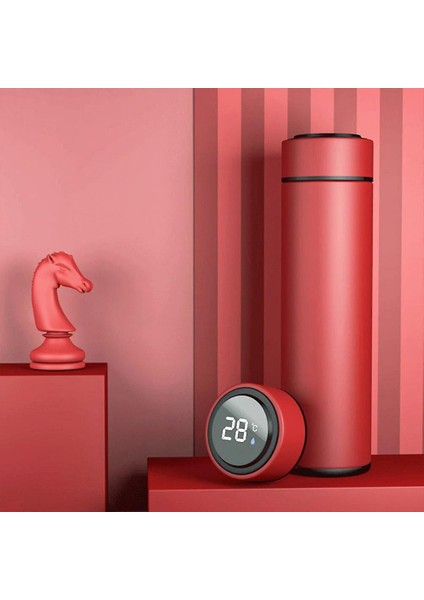 Homemiyn Akıllı Sıcaklık Ekran Yalıtım Kupası, 304 Paslanmaz Çelik Dokunmatik Ekran Sıcaklık Su Kupası (6.4X6.4X23CM) (Kırmızı) (Yurt Dışından)