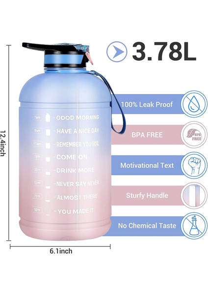 3.78L Su Şişesi ve Büyük Kapasiteli Sızdırmaz Fitness Spor Su Şişesi (Bluepink) (Yurt Dışından) modelleri