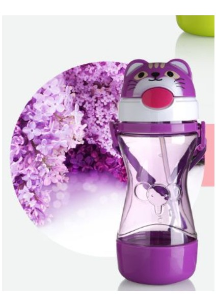 450 ml Bebek Çocuk Saman Fincan Içecek Su Kupası Kolu ile Sevimli Su Suyu Eğitim Şişesi Çocuk Bardak Çocuk Hediye | Kolu ile Kupası | Bebek Içme Kupası (Mor) ile Kupası (Yurt Dışından)